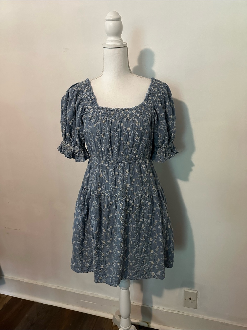 Old Navy Blue Floral Smocked Mini Dress
